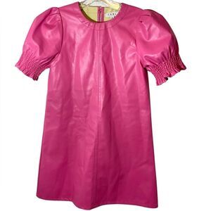 HTML LADIES DRESS XS PINK PLEATHER BARBIECORE FAUX LEATHER